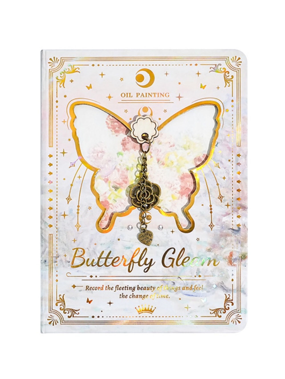 Butterfly Gleam Charm Notebook - White & Gold